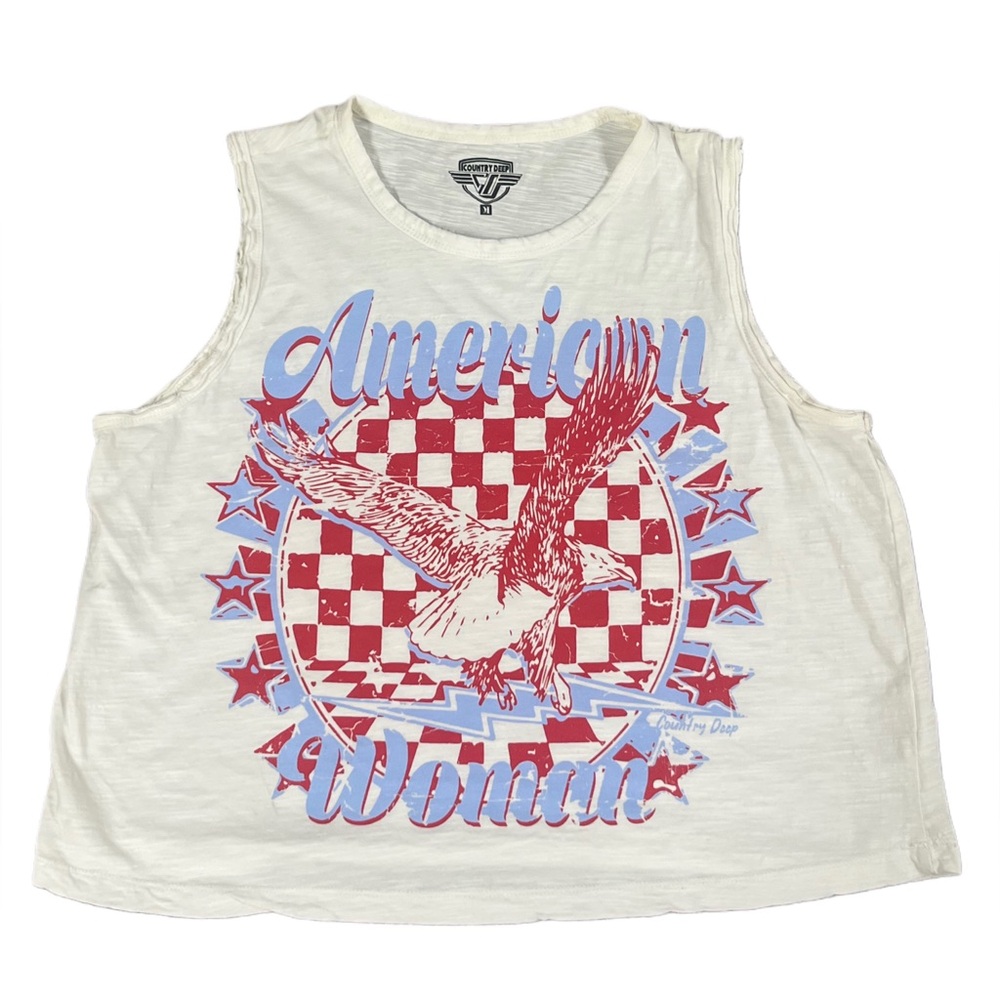 Country Deep American Women Muscle Crop Top Size Medium
